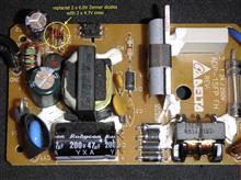 12V 出力の AC アダプタを 9V 出力に改造