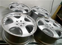 カールソン20インチ2Ps112-5H～114.3-5H座金ブッシュスライド式ピッチ加工ディスク溶剤指定カラー＆2Ps本体パウダーシルバーリムポリッシュノークリアー