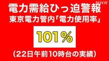 10時で東電管内は使用率101%