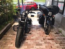 バイクの天日干しと、車2台洗車と…