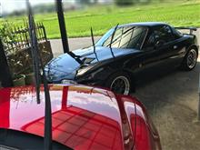 朝から二台洗車にワックスかけ