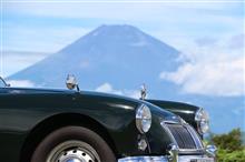 MGA ROADSTER IN HAKONE WITH MT. FUJI 