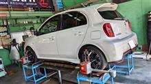 車高調やショックアブソーバーなど社外パーツじゃなくて純正部品による足回りリフレッシュでも，交換したらアライメント測定･調整はマストですね。楽しく長く乗り続けるために、大事な作業のひとつです。