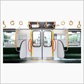 電車内の扉横にある手すりにつ ...