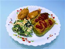 今晩のおうちご飯　～ピーマンの肉詰めと野菜の肉巻き～　昨晩はとろとろオムライス