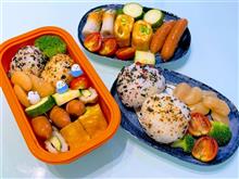 今日の娘のお弁当　～枝豆たまごやき、ウィンナー、お豆と🍙🍙～作りました