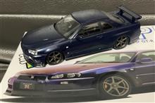 1/32アオシマ(楽プラ)のR34スカイラインGT-R(ミッドナイトパープルIII)です♪ 