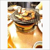 月一の息子と炭火焼き肉。