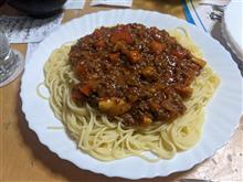今晩はミートソースのパスタ😆