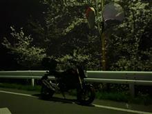 夜桜とキリ番500km @ グロム(JC92)