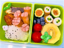 本日の娘のお弁当は、おかずを切らしてしまって、あり物で作りました