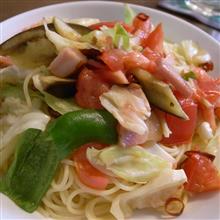 冷蔵庫にあったものでパスタ！