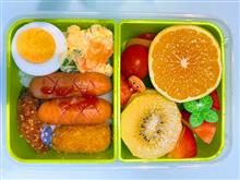 本日の娘のお弁当は、牛肉コロッケ、鶏マヨ、ウインナーの枝豆ごはん弁当を作りました