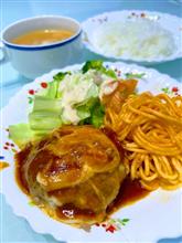 今晩のおうちご飯は、チーズハンバーグを作りました😊