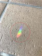 玄関前タイルに虹が出現！