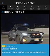 クロスト君は納車から1年と307目はデイリーランキング🥇をいただきました😄😺😼😽 V4😄2年目通算229勝、納車から通算557😄