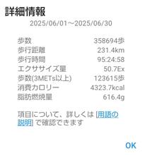 ６月の歩数も１日１万歩いけました♪