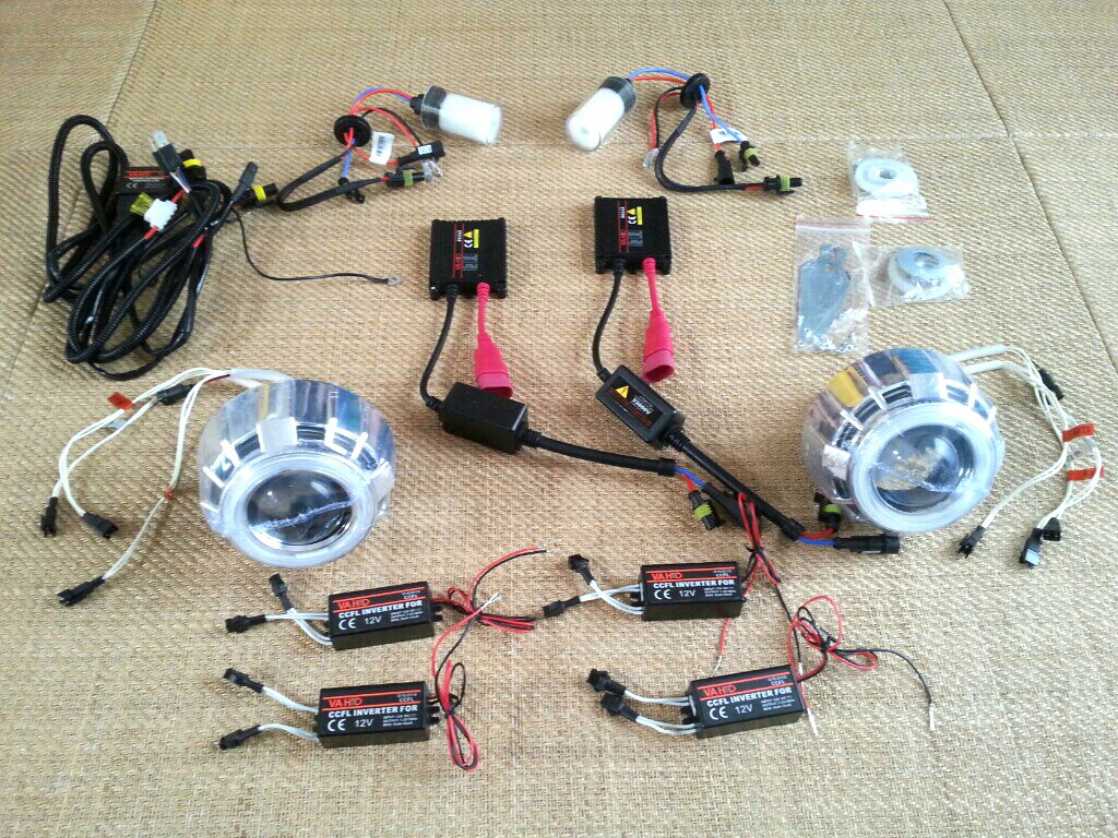 不明 イカネオン白青2連+イカLED青加工プロジェクターヘッド の