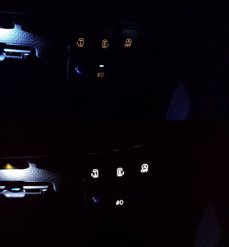 各種スイッチ類LED付け替え（スズキ スペーシアカスタム・MK32S