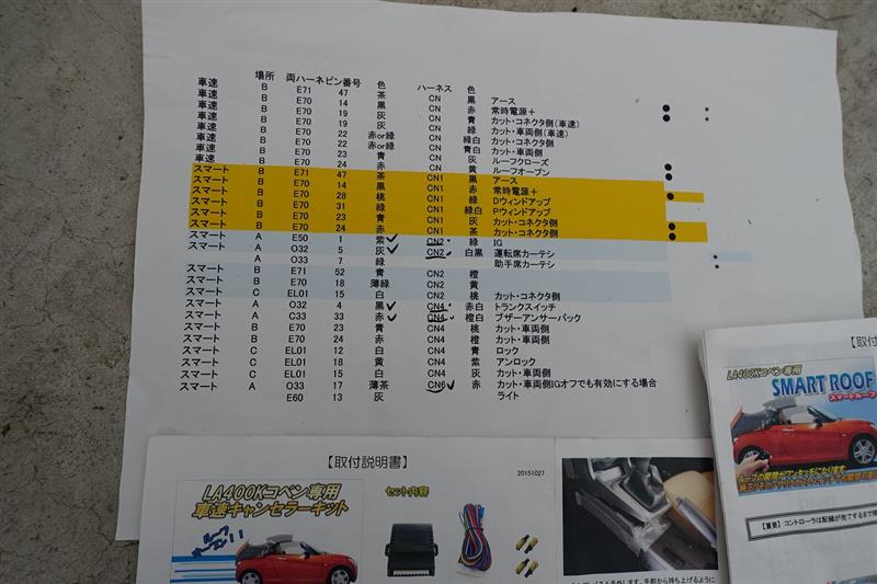 スマートルーフキット・車速キャンセラ－キット取付（ダイハツ