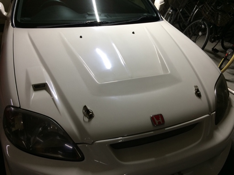 注目 CIVIC EK 前期 ノーマル形状 ボンネット カーボン
