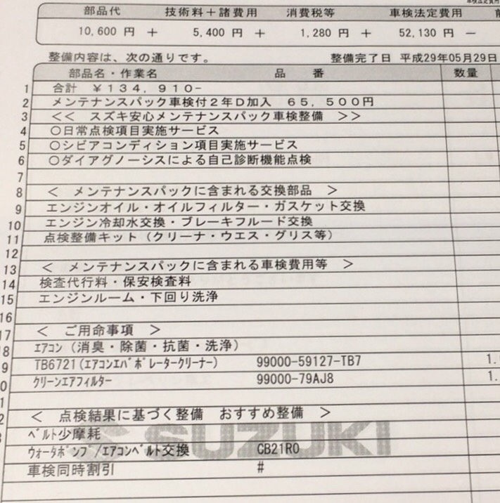 今回も安定のディーラーにて9年目の車検です スズキ スイフトスポーツ By ほりっち Zc31s みんカラ
