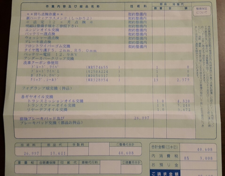 12ヶ月点検 ブレーキローター パッド交換 工賃 三菱 ランサーエボリューションx By Evo X みんカラ