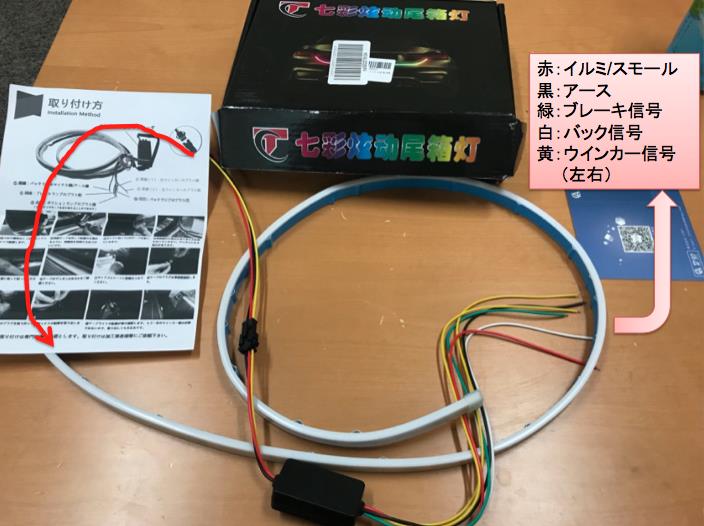 リアドアトランクRGB流れるLEDテープの取り付け