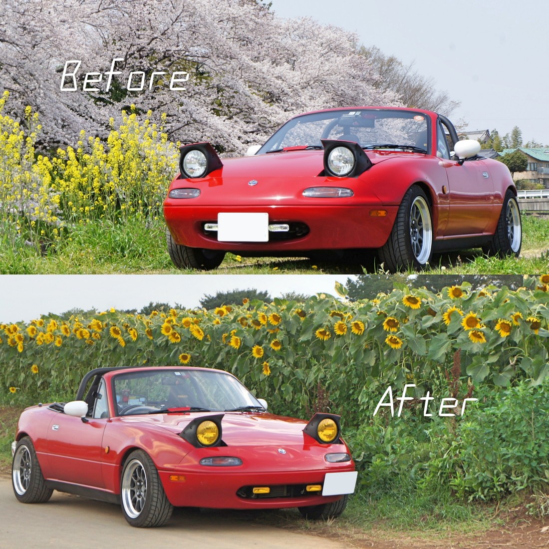 ヘッドライト&フォグライトイエロー化（マツダ ユーノス