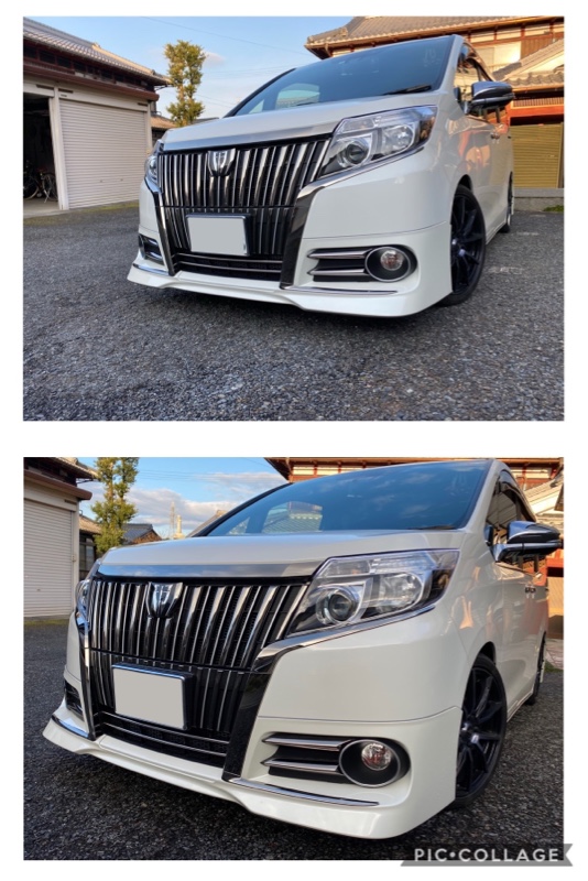 フロントグリル黒樹脂格子部シルバー化（トヨタ エスクァイア