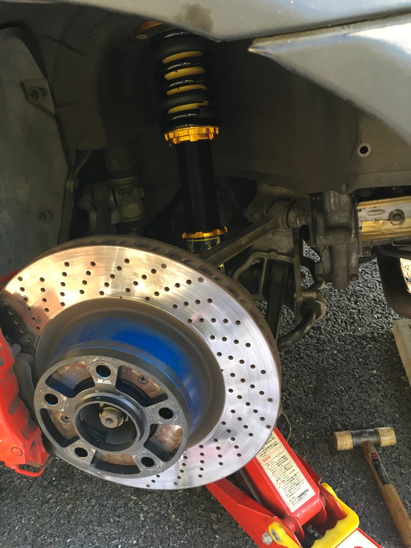 ポルシェ996 車高調交換 ゲンバラ→イエロースピードレーシング