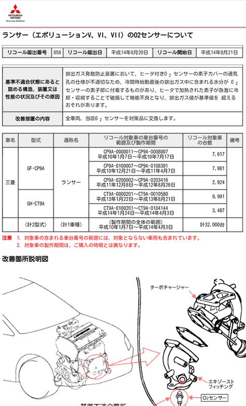 O2センサー交換。（三菱 ランサーエボリューションVI・CP9A）by