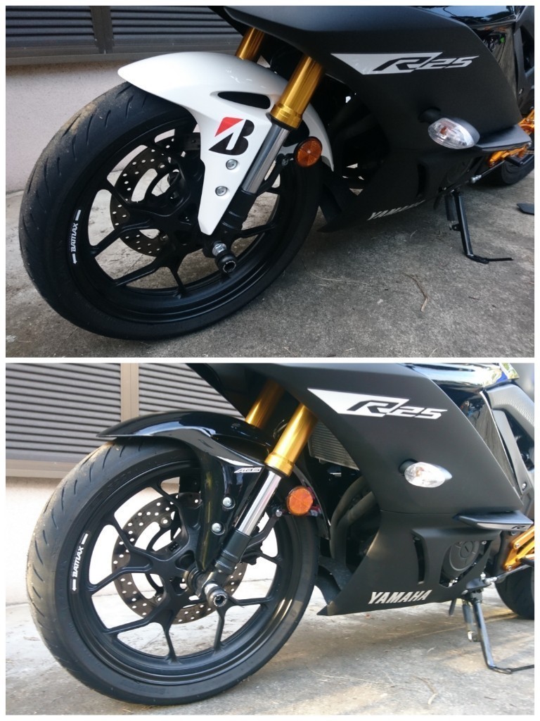 YZF-R25 '19モデル 純正フロントフェンダーをショート化（ヤマハ