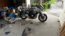 CB400SB TSR手曲げチタンマフラー交換（ホンダ CB400 SUPER BOL