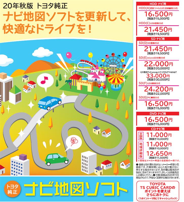 2020年秋版 トヨタ純正 ナビ地図ソフト更新（トヨタ クラウン