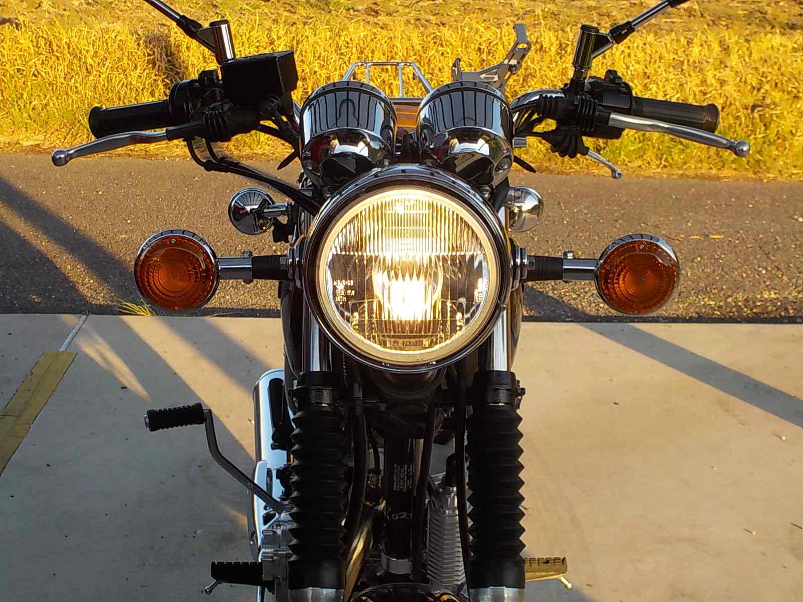 メッキ 160mm ヘッドライト ガラスレンズ 新品 汎用 SR400 SR500