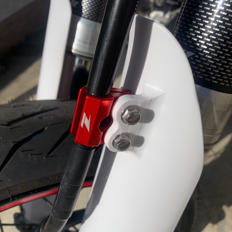 WR250X 赤アルマイト化 ZETAフロントブレーキラインクランプ 再