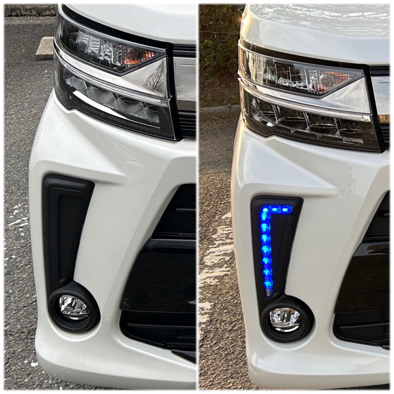 純正フロントブルーLEDイルミネーション取り付け（スバル ステラ