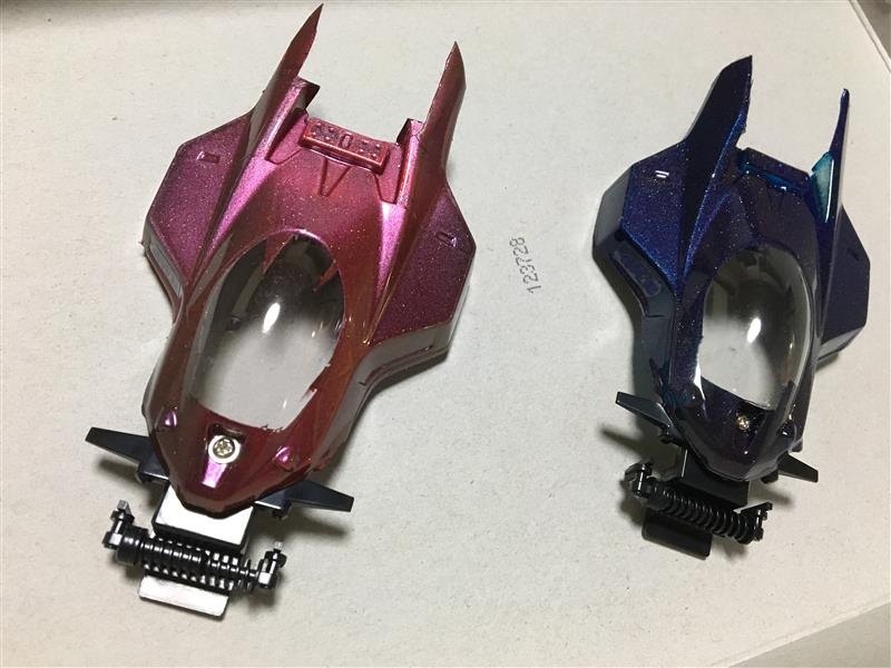 ミニ四駆 サンダーショットポリカ ラメカーボン塗装 紫〜黒