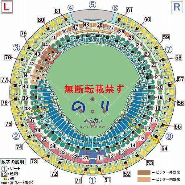 バンテリンドーム ナゴヤ ナゴヤドーム ゲート 通路 列 座席 番号 位置 の りのブログ 光舞う風の道 みんカラ