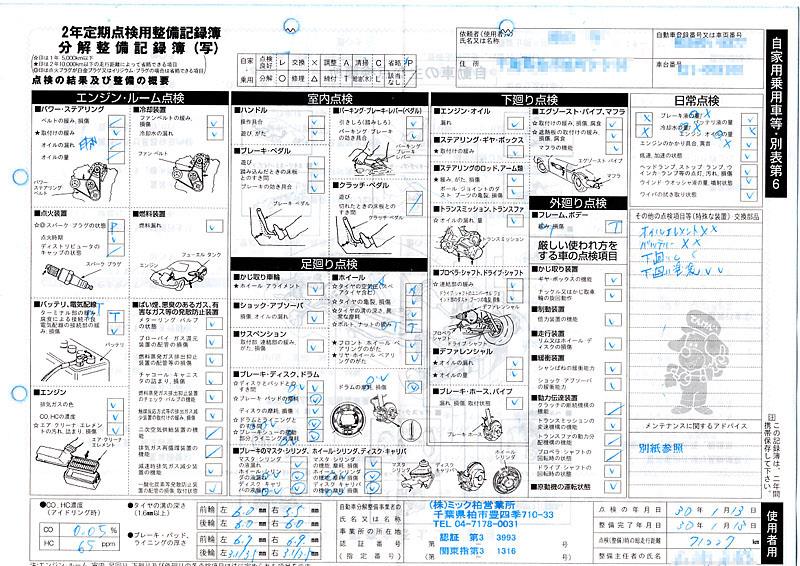 車検記録簿
